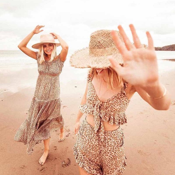 boho gypsy leopard print off shoulder maxi dress - Picture 6 of 9